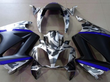 Online 2002-2012 Honda VFR800 Fairings - Gray Camouflage & Blue
