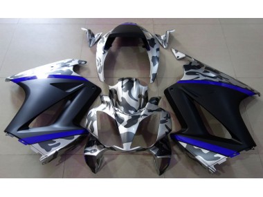 Online 2002-2012 Honda VFR800 Fairings - Gray Camouflage & Blue