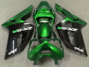 Online 2003-2004 Kawasaki ZX6R Fairings - Gloss Green and Black