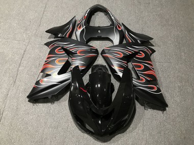 Online 2006-2007 Kawasaki ZX10R Fairings - Matte Black & Flame
