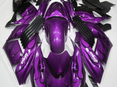 Online 2006-2011 Kawasaki ZX14R Fairings - Gloss Purple & Flame