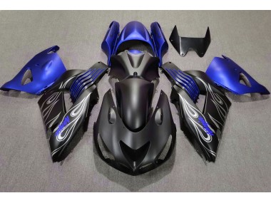 Online 2006-2011 Kawasaki ZX14R Fairings - Matte Black and Blue