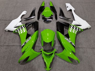 Online 2008-2010 Kawasaki ZX10R Fairings - Green and White Cheq