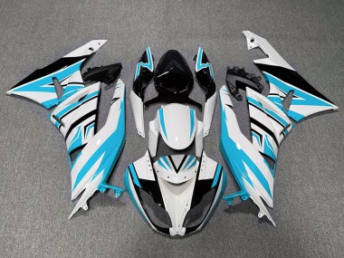Online 2009-2012 Kawasaki ZX6R Fairings - Light Blue White and Black Zag