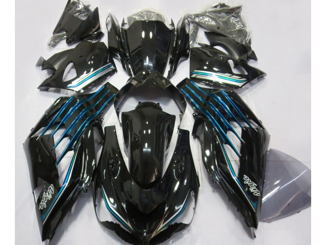 Online 2012-2019 Kawasaki ZX14R Fairings - Gloss Black & Light Blue